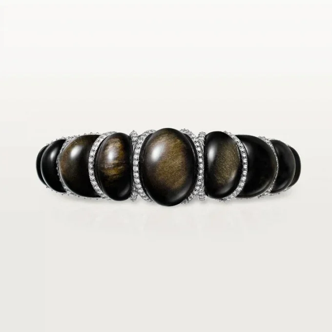 Bracelet Tressage Cartier Libre, obsidienne, diamants