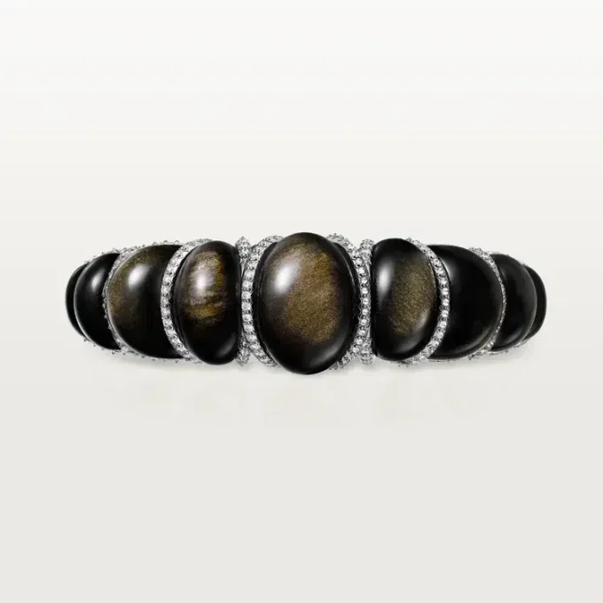 Bracelet Tressage Cartier Libre, obsidienne, diamants