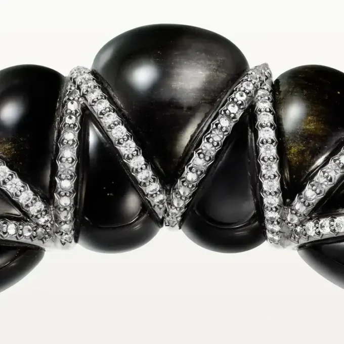 Bracelet Tressage Cartier Libre, obsidienne, diamants