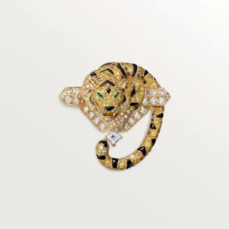 Broche Faune et Flore de Cartier, diamants jaunes, orange et bruns, pavés