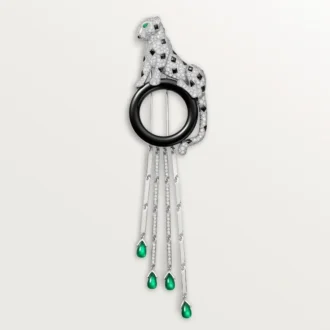 Broche Panthère de Cartier – Or blanc, émeraudes, onyx, diamants – Cartier