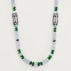 Collier de haute joaillerie – Or blanc, calcédoine, skarn, turquoise, laque noire, diamants – Cartier