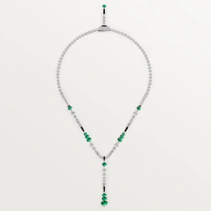 Collier En Équilibre, émeraude, pavé
