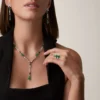 Collier En Équilibre, émeraude, pavé