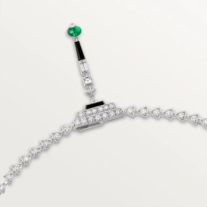 Collier En Équilibre, émeraude, pavé