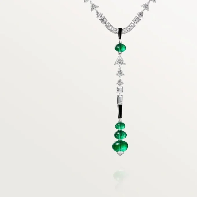 Collier En Équilibre, émeraude, pavé