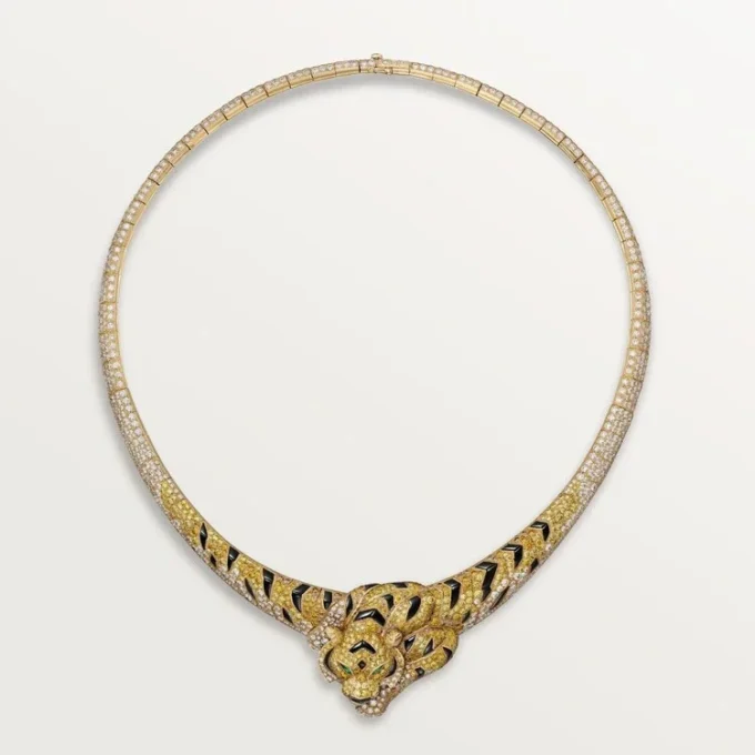 Collier Faune et Flore de Cartier, diamants jaunes, orange et bruns, pavé