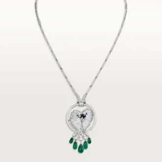Collier Faune et Flore de Cartier, gouttes d&rsquo;émeraude, pavé