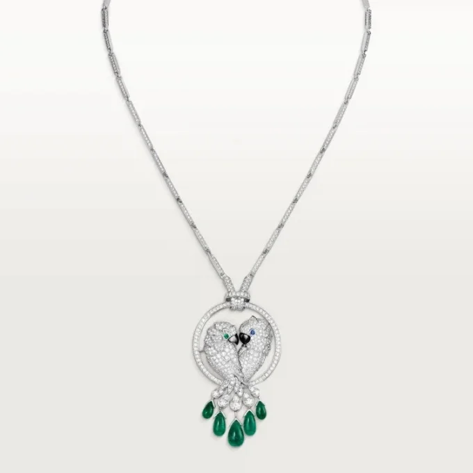 Collier Faune et Flore de Cartier, gouttes d&rsquo;émeraude, pavé