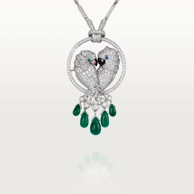 Collier Faune et Flore de Cartier, gouttes d&rsquo;émeraude, pavé