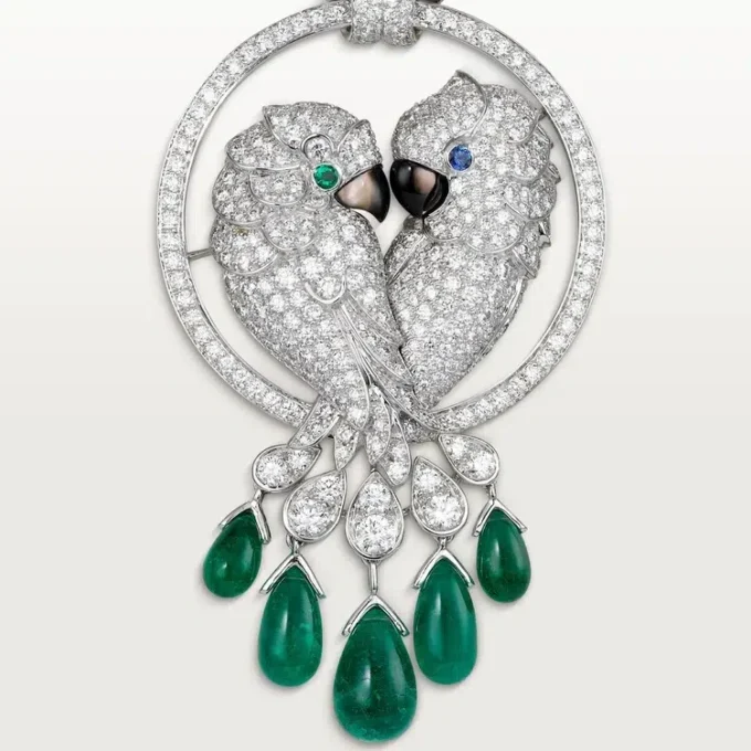 Collier Faune et Flore de Cartier, gouttes d&rsquo;émeraude, pavé