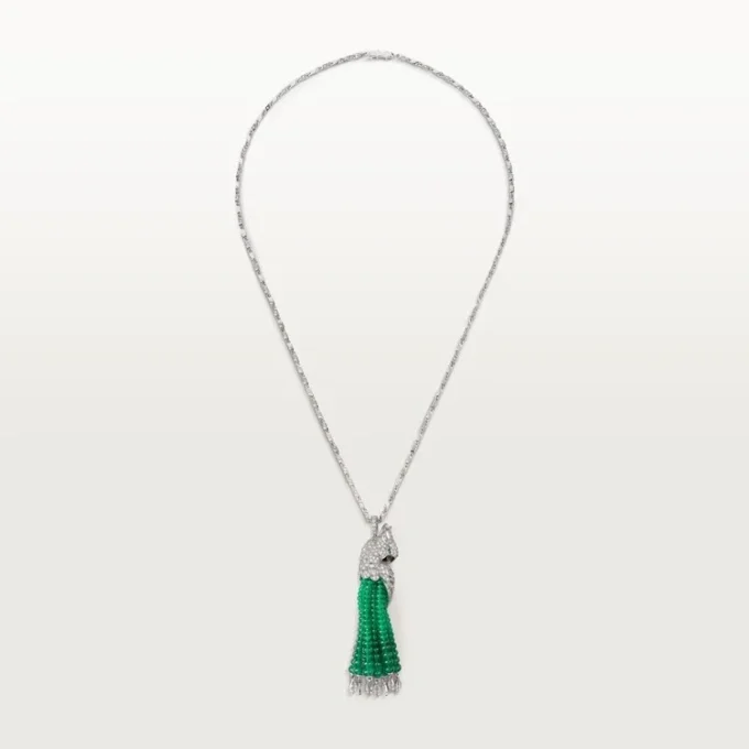 Collier Faune et Flore de Cartier, perles d&rsquo;émeraude, pavé