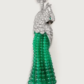 Collier Faune et Flore de Cartier, perles d&rsquo;émeraude, pavé
