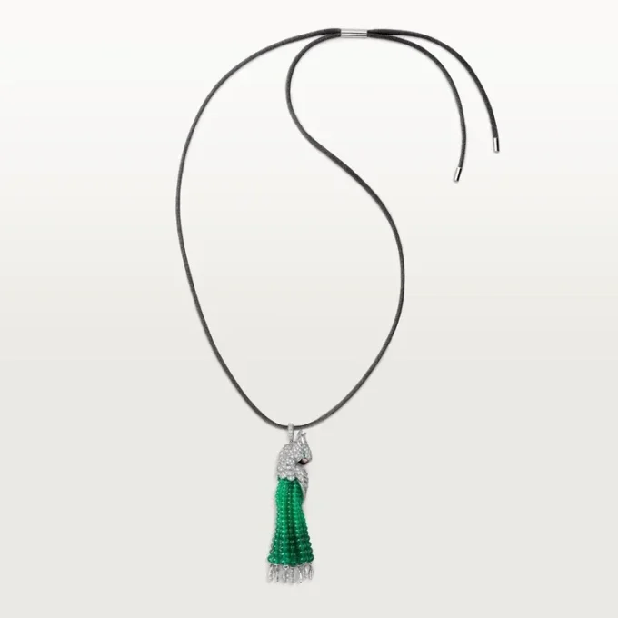Collier Faune et Flore de Cartier, perles d&rsquo;émeraude, pavé