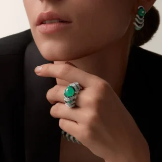 Collier Geometrie & Contrastes, chrysoprase, pavé