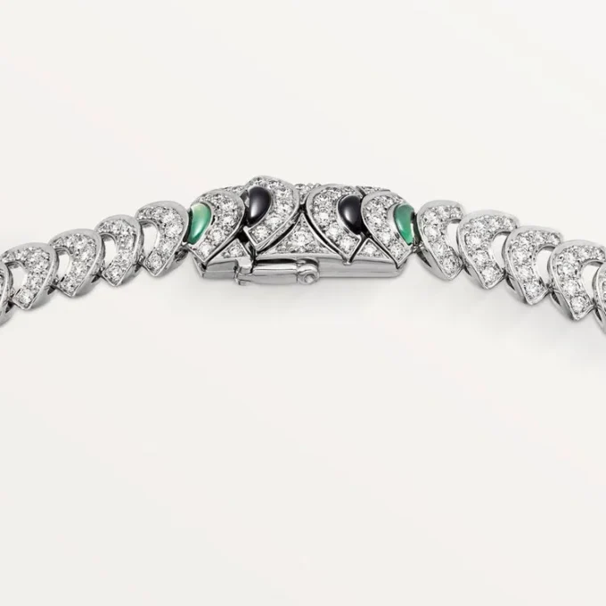Collier Geometrie & Contrastes, chrysoprase, pavé
