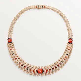 Collier Geometrie & Contrastes, corail, pavé