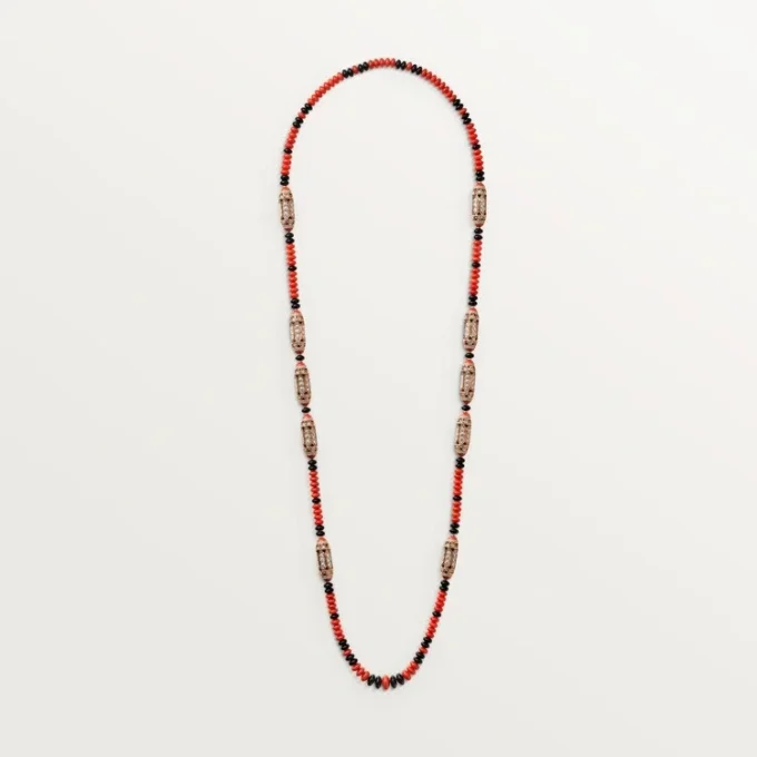 Collier Geometrie & Contrastes, corail, pavé