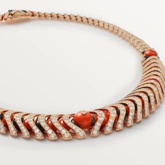 Collier Geometrie & Contrastes, corail, pavé