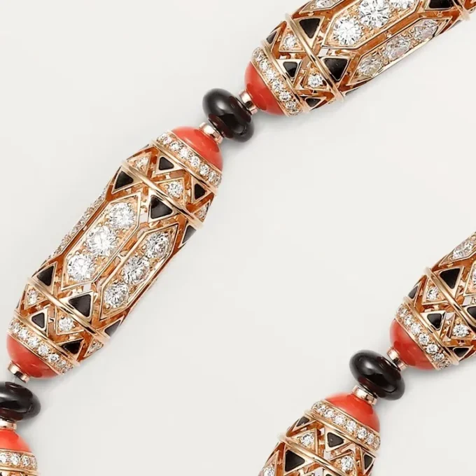 Collier Geometrie & Contrastes, corail, pavé