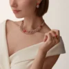 Collier Geometrie & Contrastes, corail, pavé