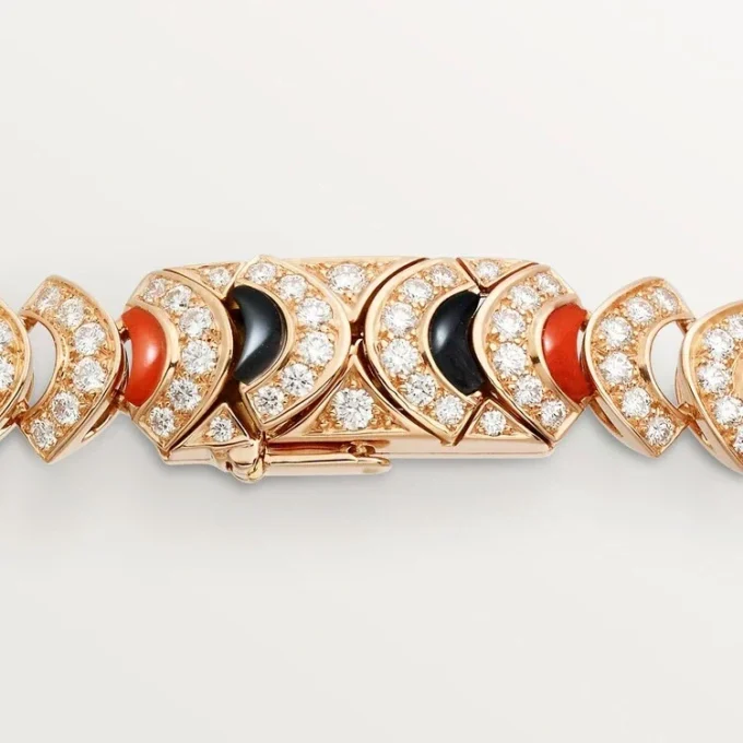 Collier Geometrie & Contrastes, corail, pavé