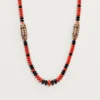 Collier Geometrie & Contrastes, corail, pavé