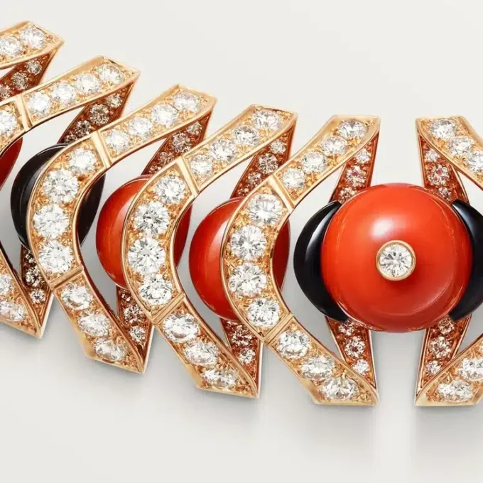 Collier Geometrie & Contrastes, corail, pavé