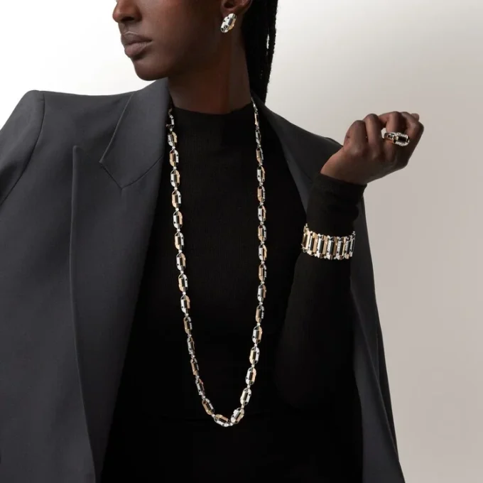 Collier Geometrie & Contrastes, onyx, polyvalent, pavé