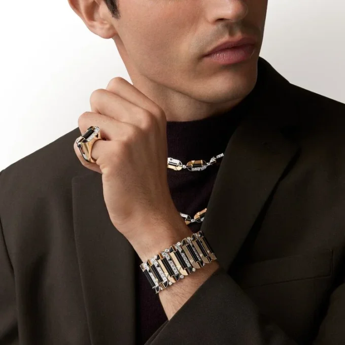 Collier Geometrie & Contrastes, onyx, polyvalent, pavé