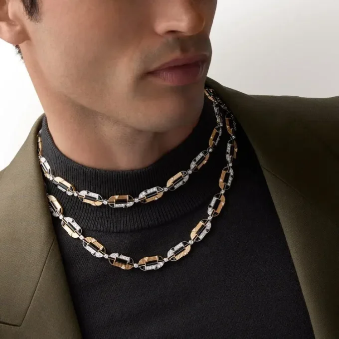 Collier Geometrie & Contrastes, onyx, polyvalent, pavé
