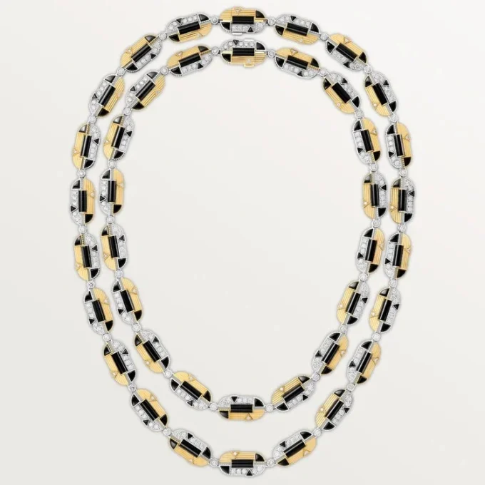Collier Geometrie & Contrastes, onyx, polyvalent, pavé