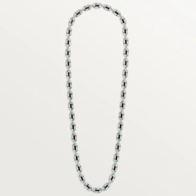 Collier Géométrie & Contrastes, chrysoprase, multi-positions, pavé