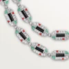 Collier Géométrie & Contrastes, chrysoprase, multi-positions, pavé