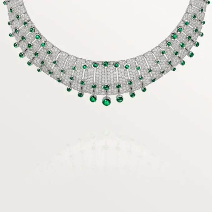 Collier « Le Voyage Recommence », émeraudes, pavé