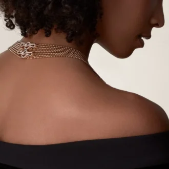 Collier long Agrafe, semi-sertie