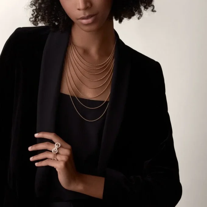 Collier long Agrafe, semi-sertie