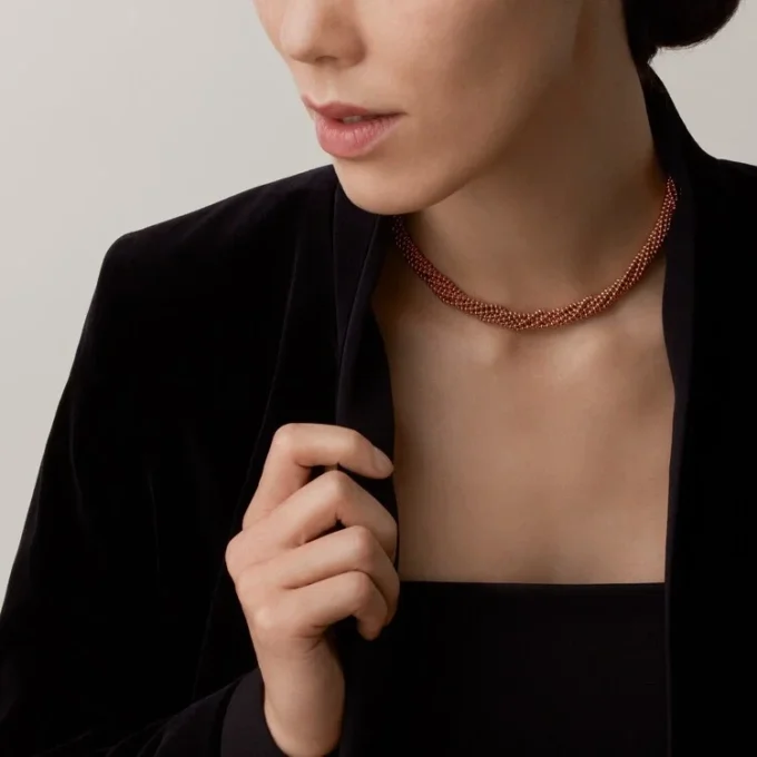 Collier long Agrafe, semi-sertie