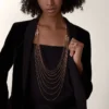 Collier long Agrafe, semi-sertie