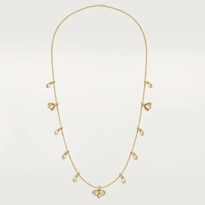 Collier long Grain de Café, diamants