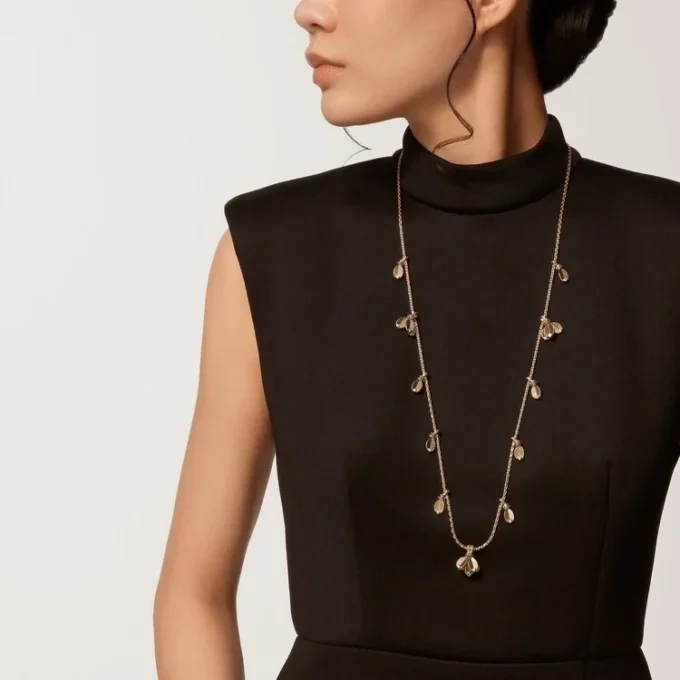Collier long Grain de Café, diamants