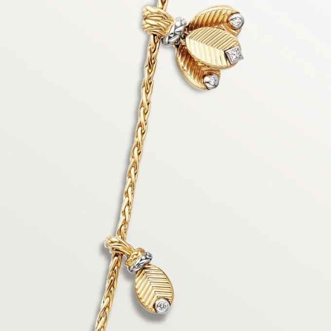 Collier long Grain de Café, diamants
