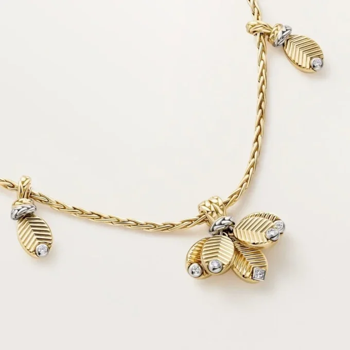 Collier long Grain de Café, diamants