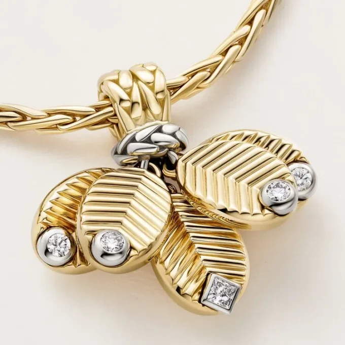 Collier long Grain de Café, diamants
