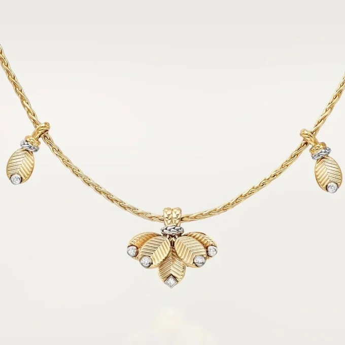 Collier long Grain de Café, diamants