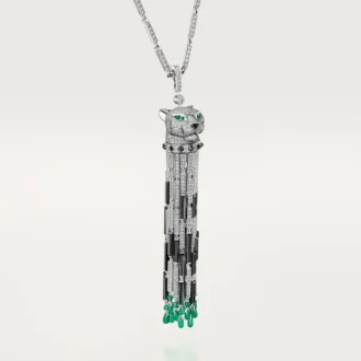Collier long Panthère de Cartier, émeraude, multi-port, grand modèle, pavé