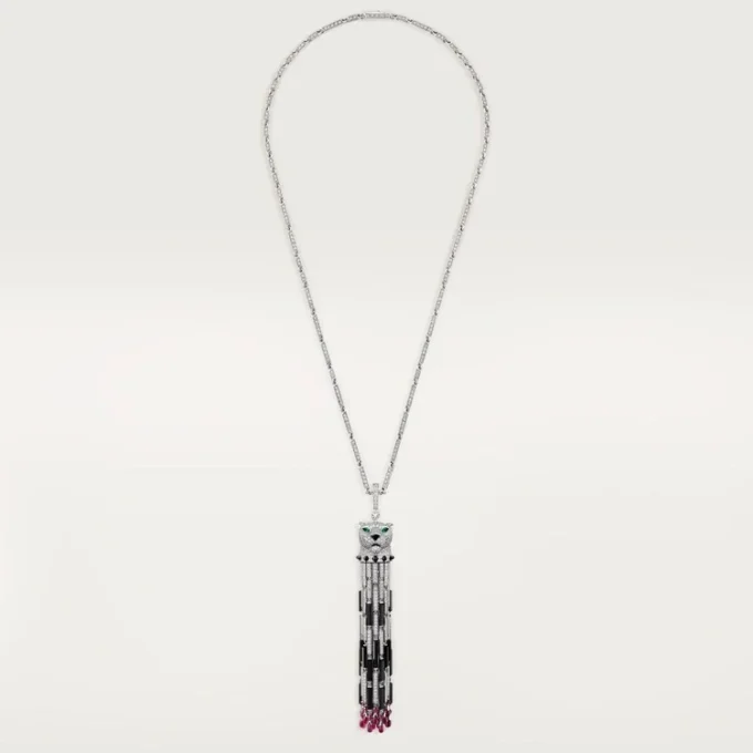 Collier long Panthère de Cartier, rubis, multi-port, grand modèle, pavé
