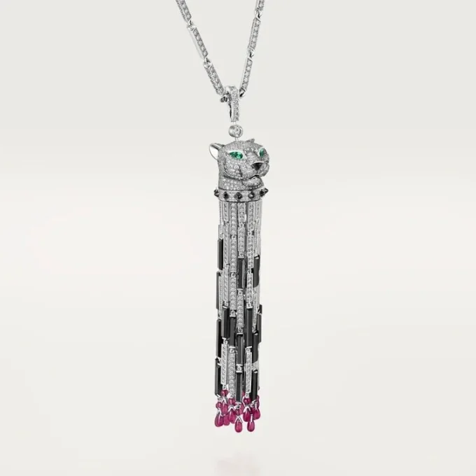 Collier long Panthère de Cartier, rubis, multi-port, grand modèle, pavé
