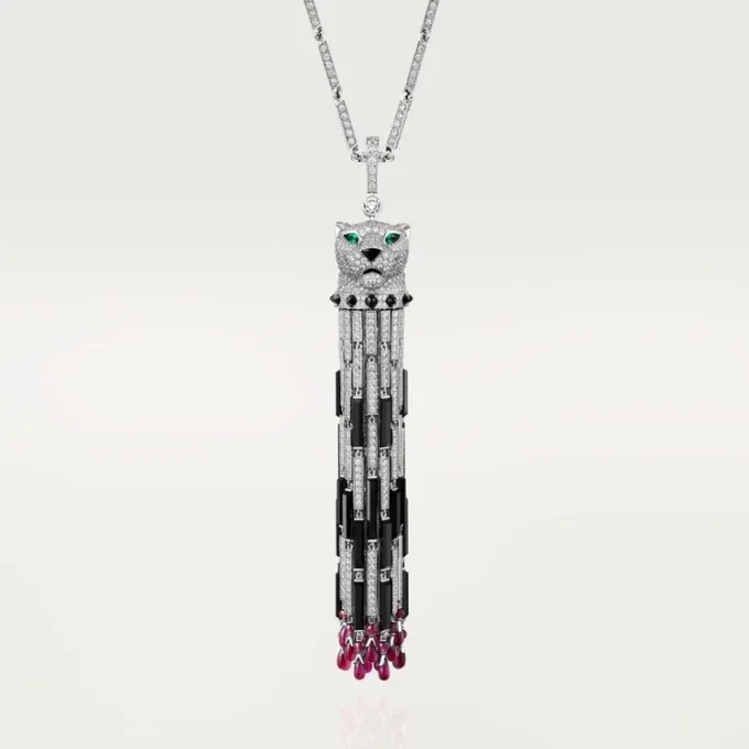 Collier long Panthère de Cartier, rubis, multi-port, grand modèle, pavé