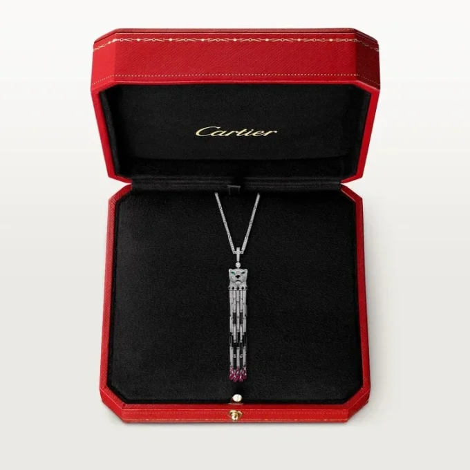 Collier long Panthère de Cartier, rubis, multi-port, grand modèle, pavé